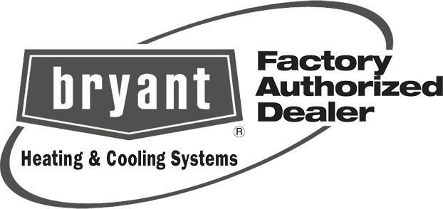 Bryant Factory Authorized Dealer logo, featuring text for heating and cooling systems.