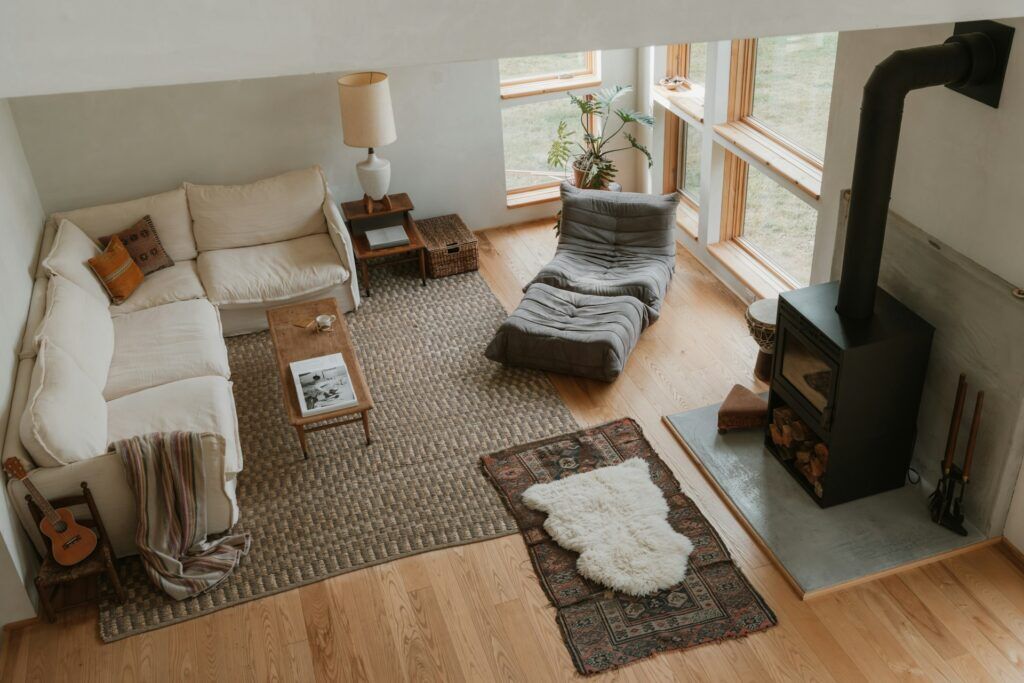 Home interior showing properly managed winter indoor humidity for comfort and healthy air.